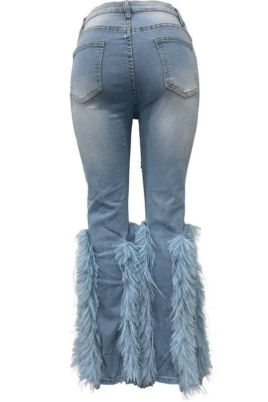  comfort FEATHERD BOTTOM DENIM JEANS