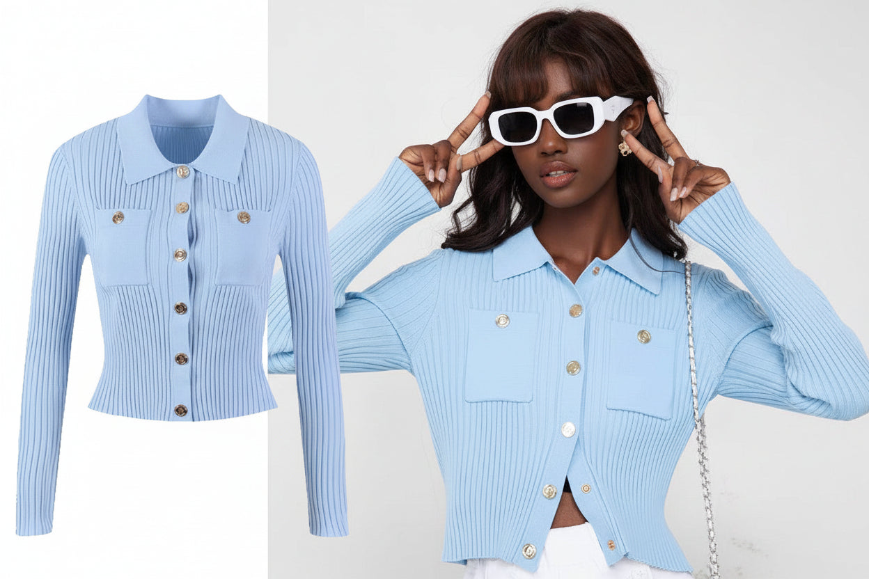 Knitted Cardigans Women Turn-Down Collar Button Up Long Sleeve Elegant Office Ladies Chic Sweater Outwear Traf Tops Autumn