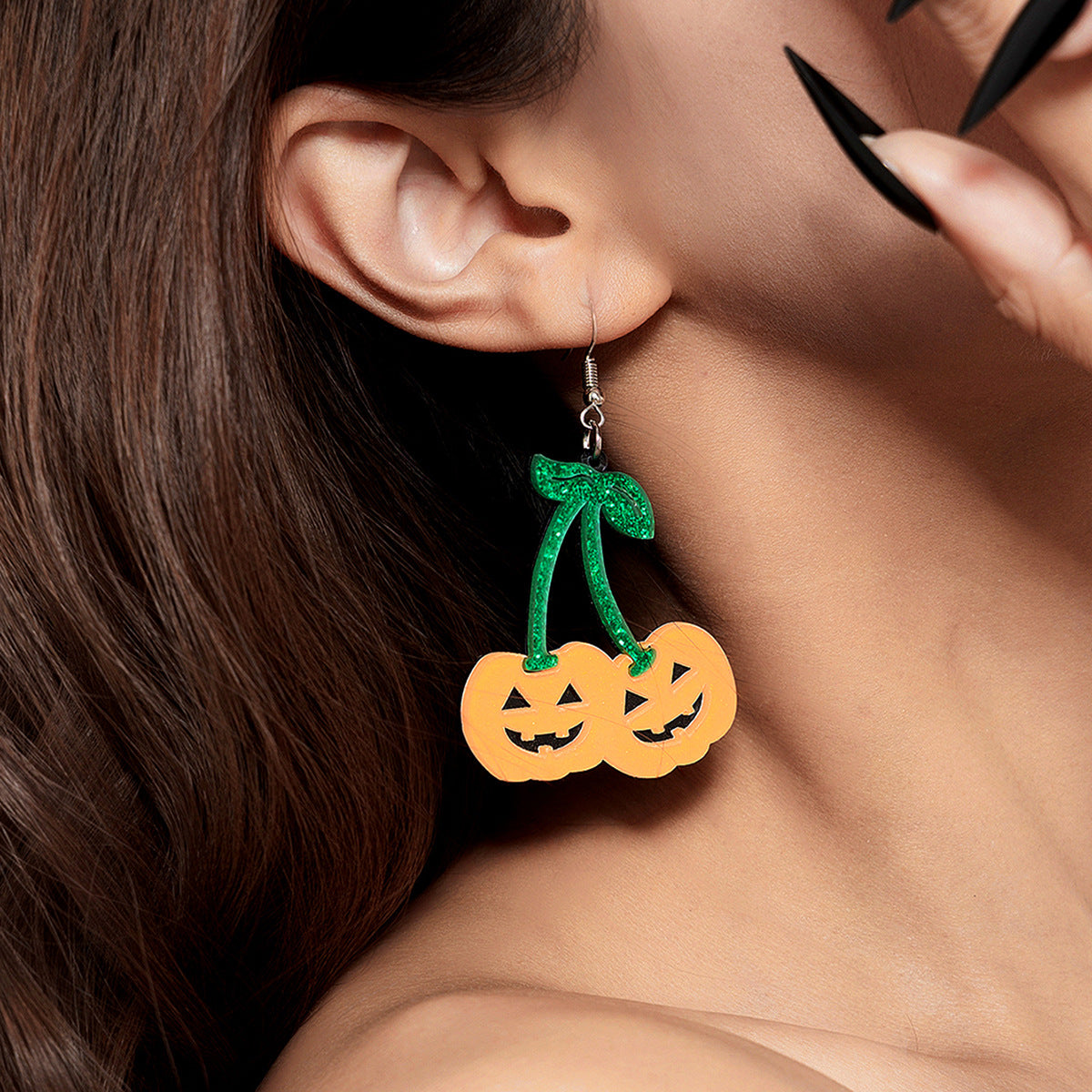 Halloween Fun Pumpkin Earrings Original Design Acrylic Fish Hook Earrings