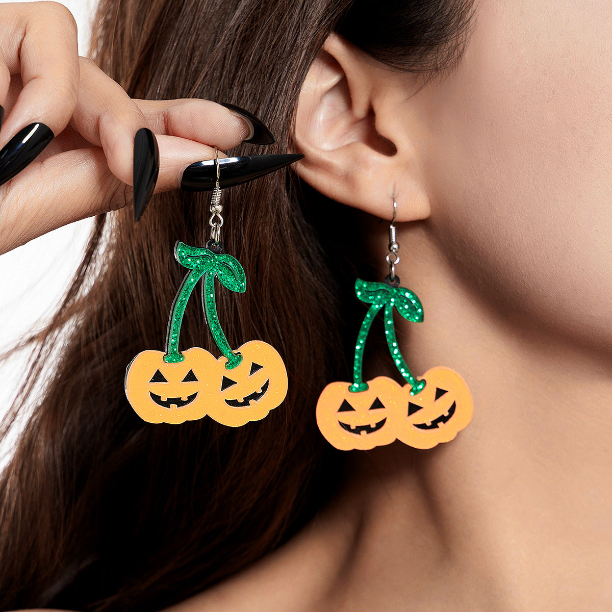 Halloween Fun Pumpkin Earrings Original Design Acrylic Fish Hook Earrings