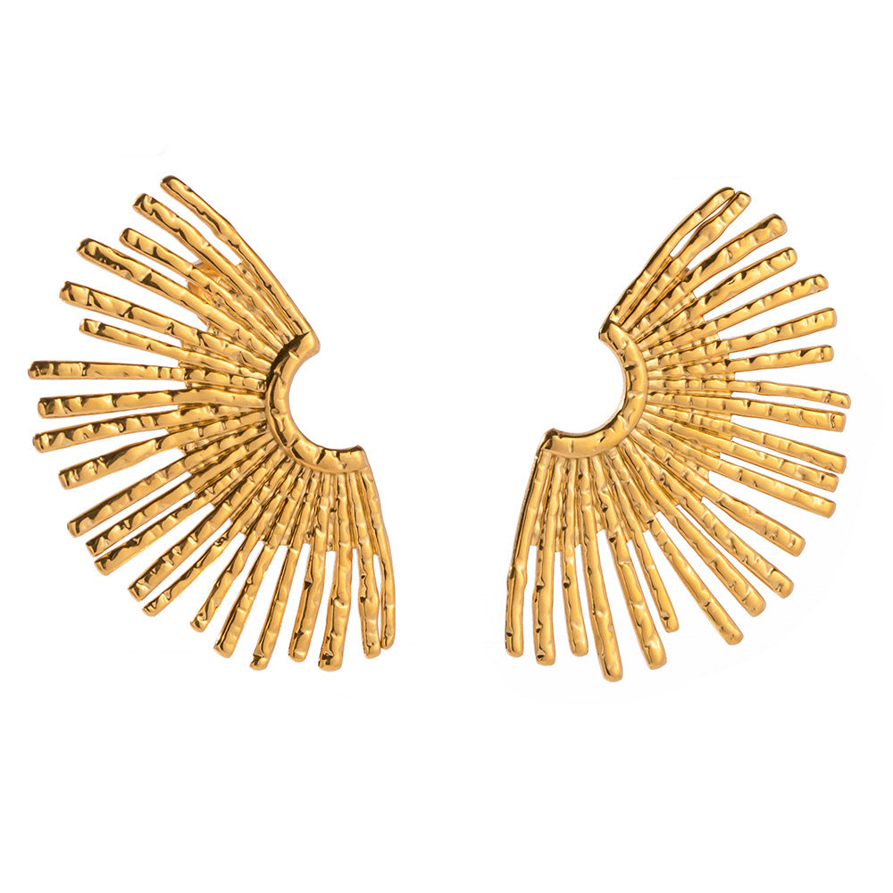 Fashionable temperament half sunflower earrings women's retro titanium steel earrings