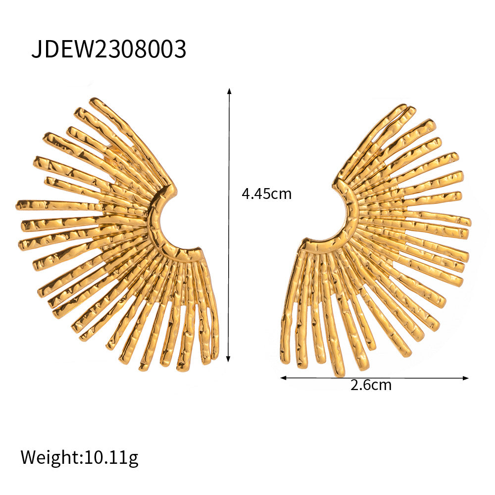 Fashionable temperament half sunflower earrings women's retro titanium steel earrings