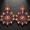 Hollow Crystal Exaggerate Dangle Earrings for Women Free Shipping Fashion Oversize Colorful Rhinestone Earrings Party Jewelry