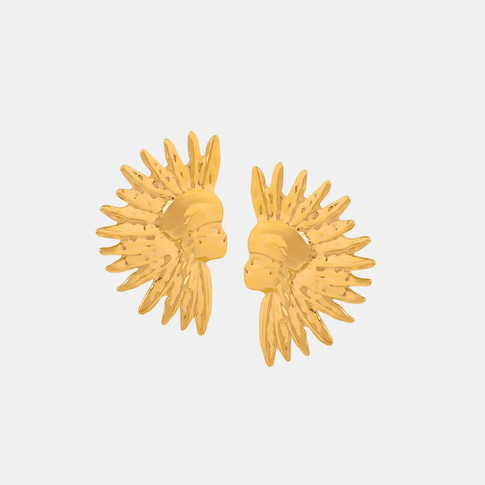 Geometric jewelry with wrinkled texture Indian style design titanium steel gold-plated earrings