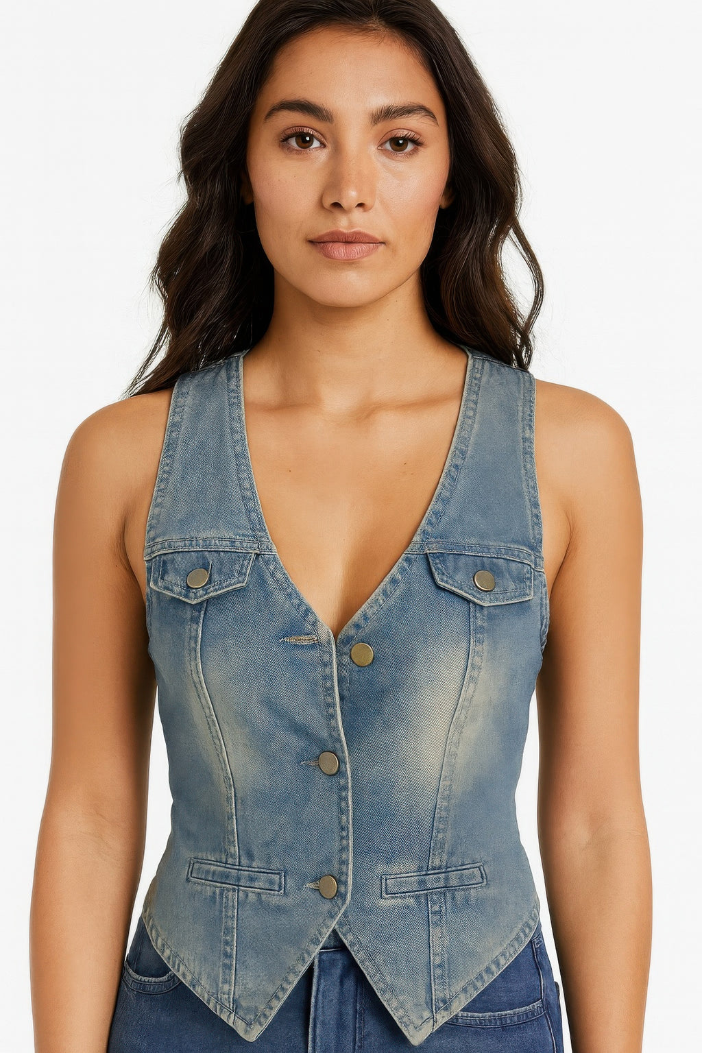 comfortable Sleeveless Vest Denim Top
