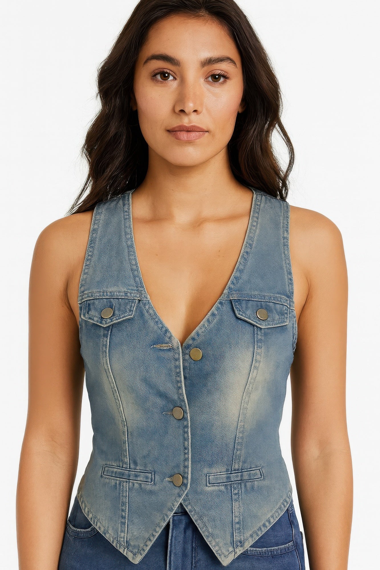 comfortable Sleeveless Vest Denim Top