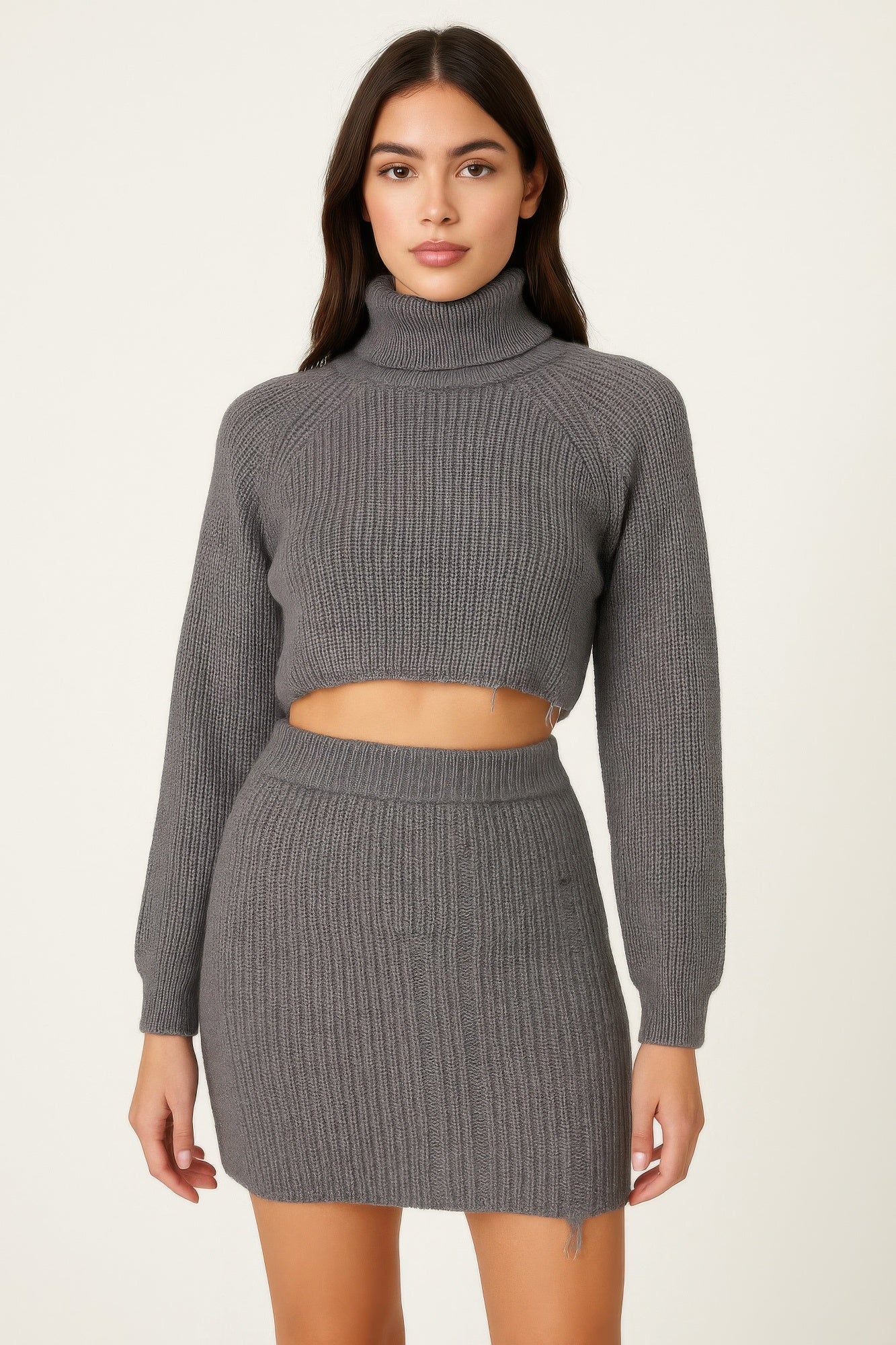 perfect Knit Mock Neck Top And Skirt