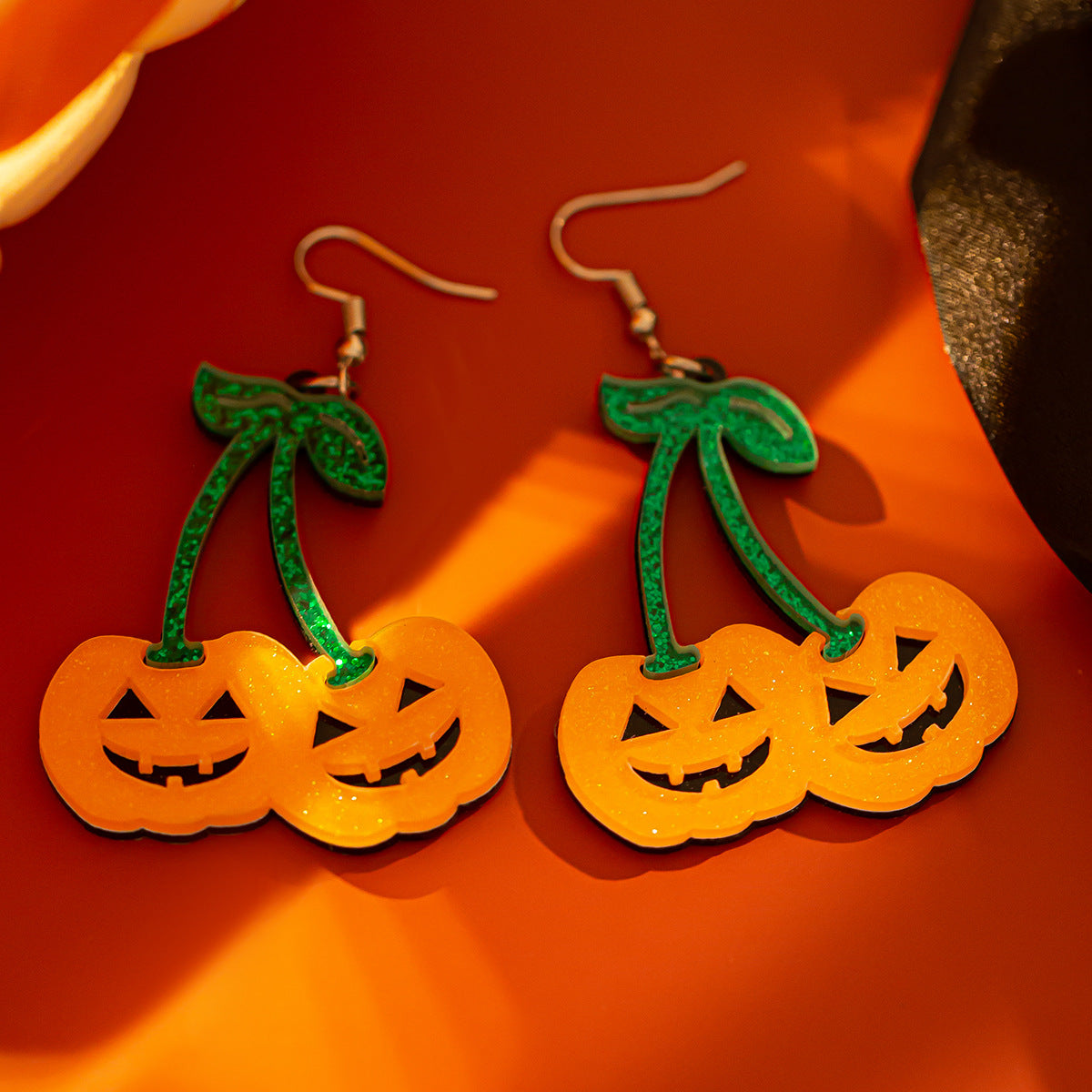 Halloween Fun Pumpkin Earrings Original Design Acrylic Fish Hook Earrings