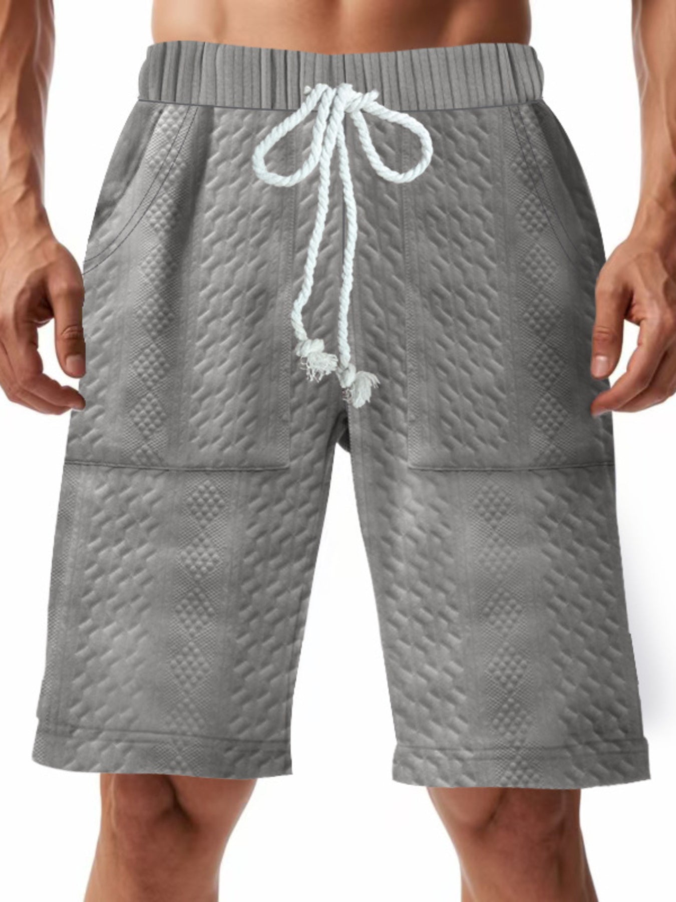 Men's Drawstring Shorts / Plus Size Shorts / Textured Casual Shorts / Men's Comfort Shorts / Relaxed Fit Shorts / Everyday Drawstring Shorts / Textured Lounge Shorts / Men's Summer Shorts / Full Size Casual Shorts / Adjustable Waist Shorts