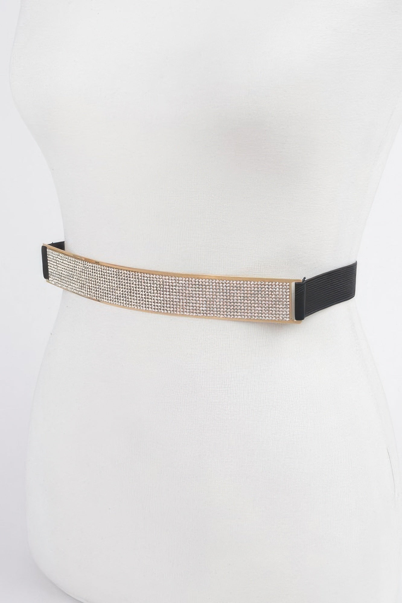 Rhinestone Metal Plate Elastic Belt