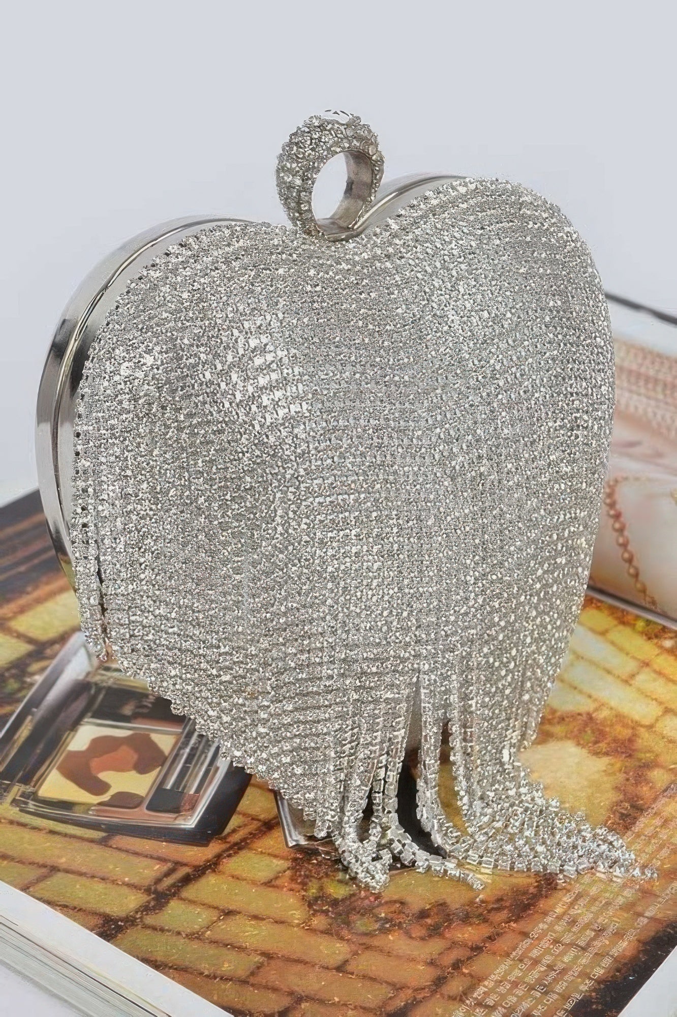 Rhinestone Fringe Heart Shape Party Bag