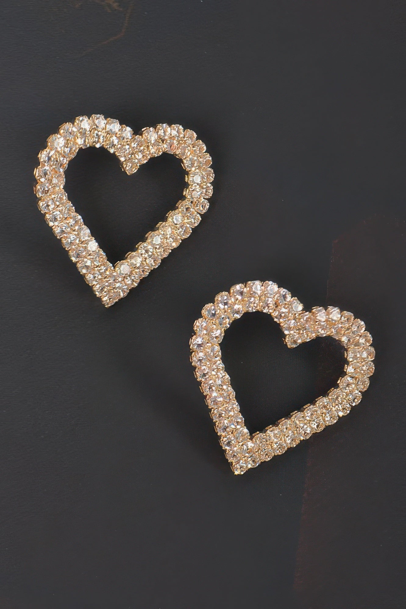 Heart Rhinestone Button Earring