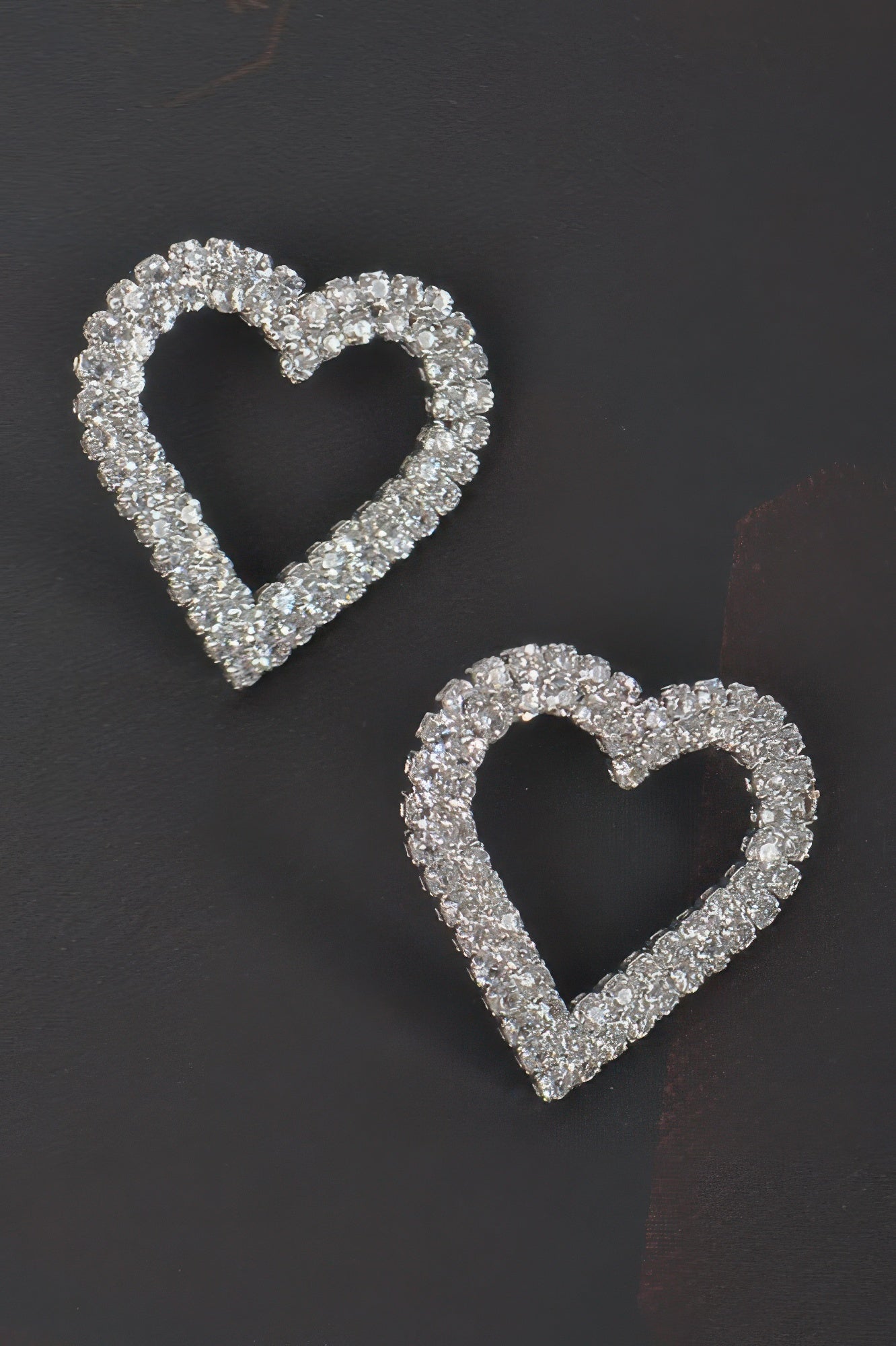 Heart Rhinestone Button Earring