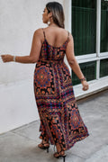 Plus Size Floral Belted Cami Boho Long Dress